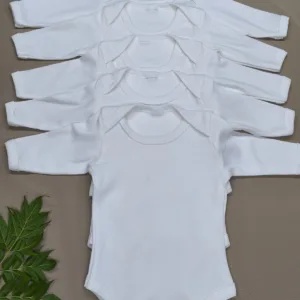Unisex Long Sleeve White Onesies/Bodysuits- 5 pcs