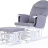 Baby rocking nursing chair/Gliding Chair with Footrest, Glider Chair for Nursery with Thick Cushions and Padded Arms, Smooth Rocking Motion, Solid Rubberwood Frame, Grey