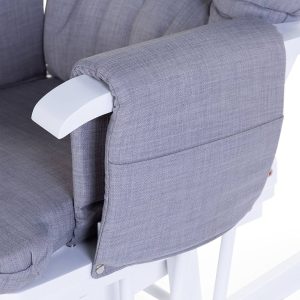 Baby rocking nursing chair/Gliding Chair with Footrest, Glider Chair for Nursery with Thick Cushions and Padded Arms, Smooth Rocking Motion, Solid Rubberwood Frame, Grey