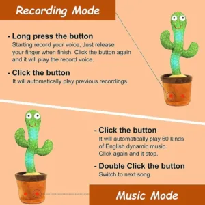 Dancing/Singing/Talking Cactus Toy with Light- Battery Operated