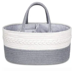 Luxury Baby Diaper Caddy Organizer-Rope Nursery Storage Bin