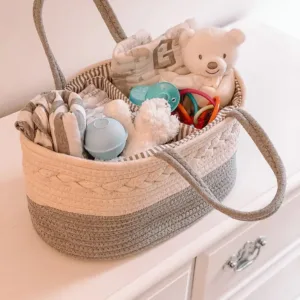 Luxury Baby Diaper Caddy Organizer-Rope Nursery Storage Bin
