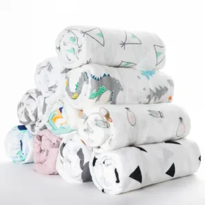 NEW Organic Bamboo Cotton Muslin Swaddle Receiving Blanket