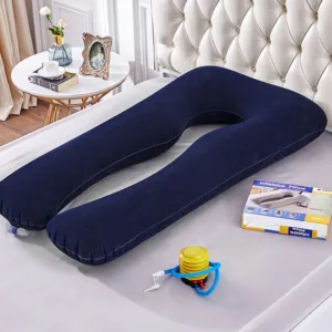 U-Shape Flocking Pregnancy Inflatable Support Pillow (With Inflation Pump)