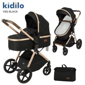 Kidilo 3in1 foldable, shock-absorbing baby stroller