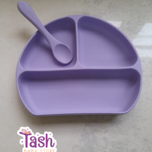 Unique Partitioned Silicone Suction Plate & Weaning Spoon Set