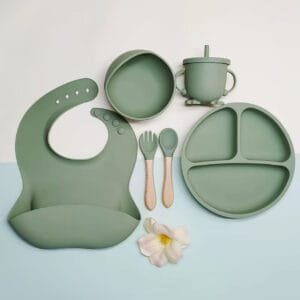 NEW Food-grade Silicone Weaning Set 6 pieces-Green
