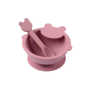 NEW Silicone Weaning Bowl and Spoon- Pink