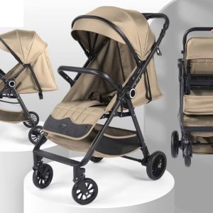 Easy fold Cabin approved Baby Stroller with durable rubber wheels and reversible handle