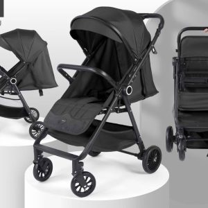 Easy fold Cabin approved Baby Stroller with durable rubber wheels and reversible handle