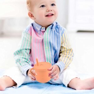 NEW Silicone Anti-spill Straw Training Cup