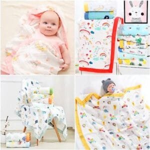 Baby Cotton Muslin Multifunctional Blanket/shawl/wrap ( 110 cm by 140 cm)