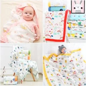 Baby Cotton Muslin Multifunctional Blanket/shawl/wrap ( 110 cm by 140 cm)