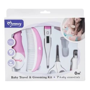 Momeasy 7 pieces Baby Bath care travel and grooming Kit, nail clipper with magnifying glass
