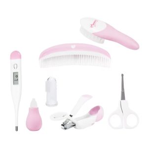 Momeasy 7 pieces Baby Bath care travel and grooming Kit, nail clipper with magnifying glass