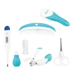 Momeasy 7 pieces Baby Bath care travel and grooming Kit, nail clipper with magnifying glass
