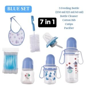 NEW 7 Pcs Baby Feeding Bottle Set-Blue