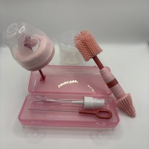 5-in-1 Portable Travel Bottle Cleaner Kit with Built in bottle Drying Rack, Nipple Brush, Straw Brush, for Baby Bottles