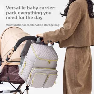 Diaper Bag Backpack with Changing Pad & Insulation Pocket Stroller Hanging Bag Waterproof Maternity Bag Embroidered Mommy Bag for Outdoor