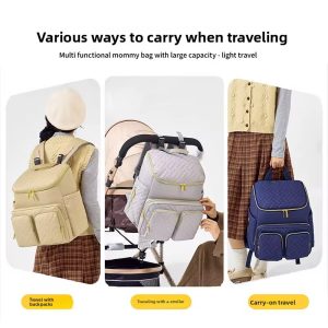 Diaper Bag Backpack with Changing Pad & Insulation Pocket Stroller Hanging Bag Waterproof Maternity Bag Embroidered Mommy Bag for Outdoor