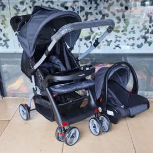 unique 3 in 1 stroller set with reversible handle-black