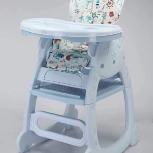 2 in 1 convertible baby feeding chair/ highchair with wheels- Blue