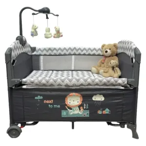 Cool baby playpen with net, overhead toys and changing station