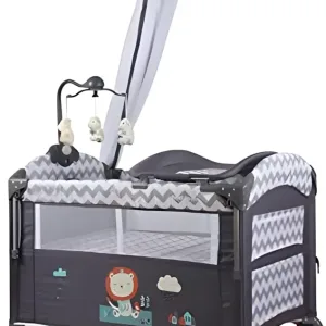 Cool baby playpen with net, overhead toys and changing station