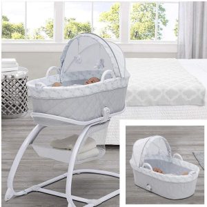 Bassinet baby bed/Cot/ Moses basket with mosquito net, Storage Basket, music and vibrations