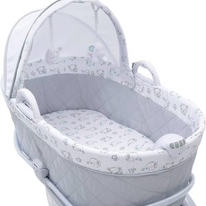 Bassinet baby bed/Cot/ Moses basket with mosquito net, Storage Basket, music and vibrations