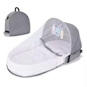 portable baby travel cot or bassinet with mosquito net