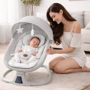 Kidilo Best 3 in 1 Electric Baby Swing with mosquito net,Bluetooth Infant Swing with Music Speaker, Remote Control Timing Function with 5 Speeds, 3 Seat Positions,10 Music, 5 Point Harness Belt (newborn-18 kgs)