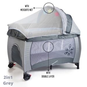 Foldable baby playpen bed with changing station and mosquito net (0-5 years)