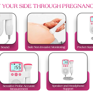 Fetal Doppler Baby Heart Monitor for Pregnancy with in-Built Speaker, Smart Noise Reduction & Heartbeat Detection Machine for Home & Clinic Use
