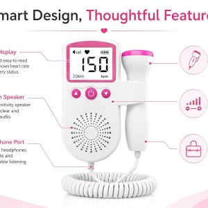 Fetal Doppler Baby Heart Monitor for Pregnancy with in-Built Speaker, Smart Noise Reduction & Heartbeat Detection Machine for Home & Clinic Use