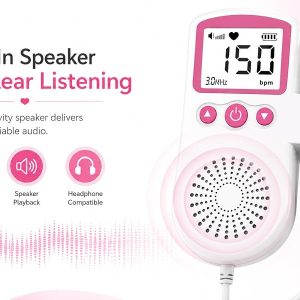 Fetal Doppler Baby Heart Monitor for Pregnancy with in-Built Speaker, Smart Noise Reduction & Heartbeat Detection Machine for Home & Clinic Use