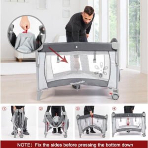 mama kids Baby Crib Travel Cot Cosleeper baby bed for Comfortable Travel, has stand mosquito net and musical toys