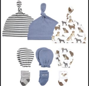 Cotton Caps, Mittens and Socks newborn Set, 0-6 Months( 3 sets)