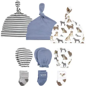 Cotton Caps, Mittens and Socks newborn Set, 0-6 Months( 3 sets)