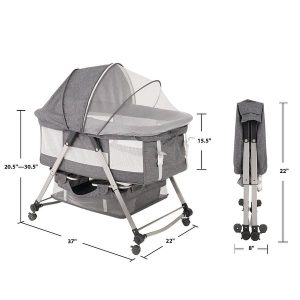 Foldable rocking Baby Bassinet With Net And Wheels