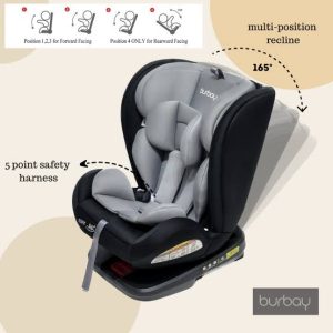 Burbay Grand ISOFIX baby car seat with 360 rotation and height adjustable. Ideal from Newborn to 12 Years