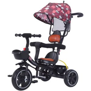 Kids tricycle with umbrella and parent push handle