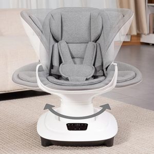 Mastela Deluxe Multi Motion electric Baby swing /rocker/Cradle-Multi Recline Position-5 Point Harness-12 Built In Melodies-For 0 to 36M (Upto 15Kg)-Grey