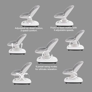 Mastela Deluxe Multi Motion electric Baby swing /rocker/Cradle-Multi Recline Position-5 Point Harness-12 Built In Melodies-For 0 to 36M (Upto 15Kg)-Grey