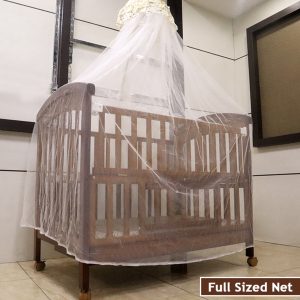 Baby Wooden Cosleeper Bed with cradle set Crib With Mattress, diaper changing area And Mosquito Net, separate bassinet & 4 Lockable Wheels