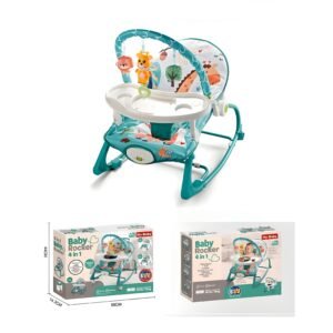 4 In 1 Multifunctional Baby Rocker With Dining Tray, Wheels & Music 0m+