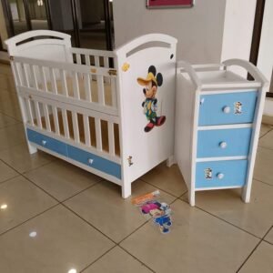 Baby Cosleeper bed/ wooden baby cot height adjustable with side storage drawers