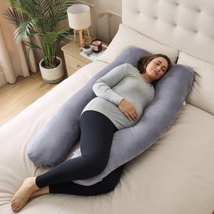 U Shaped Pregnancy Pillow - Maternity Full Body Support Pillow for Back Neck Hip Knee Bump Support - Removable Machine Washable Cover