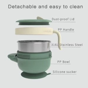 Insulated Stainless steel feeding bowl with warmer function