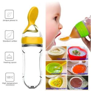 Silicone squeeze feeder for introducing purees